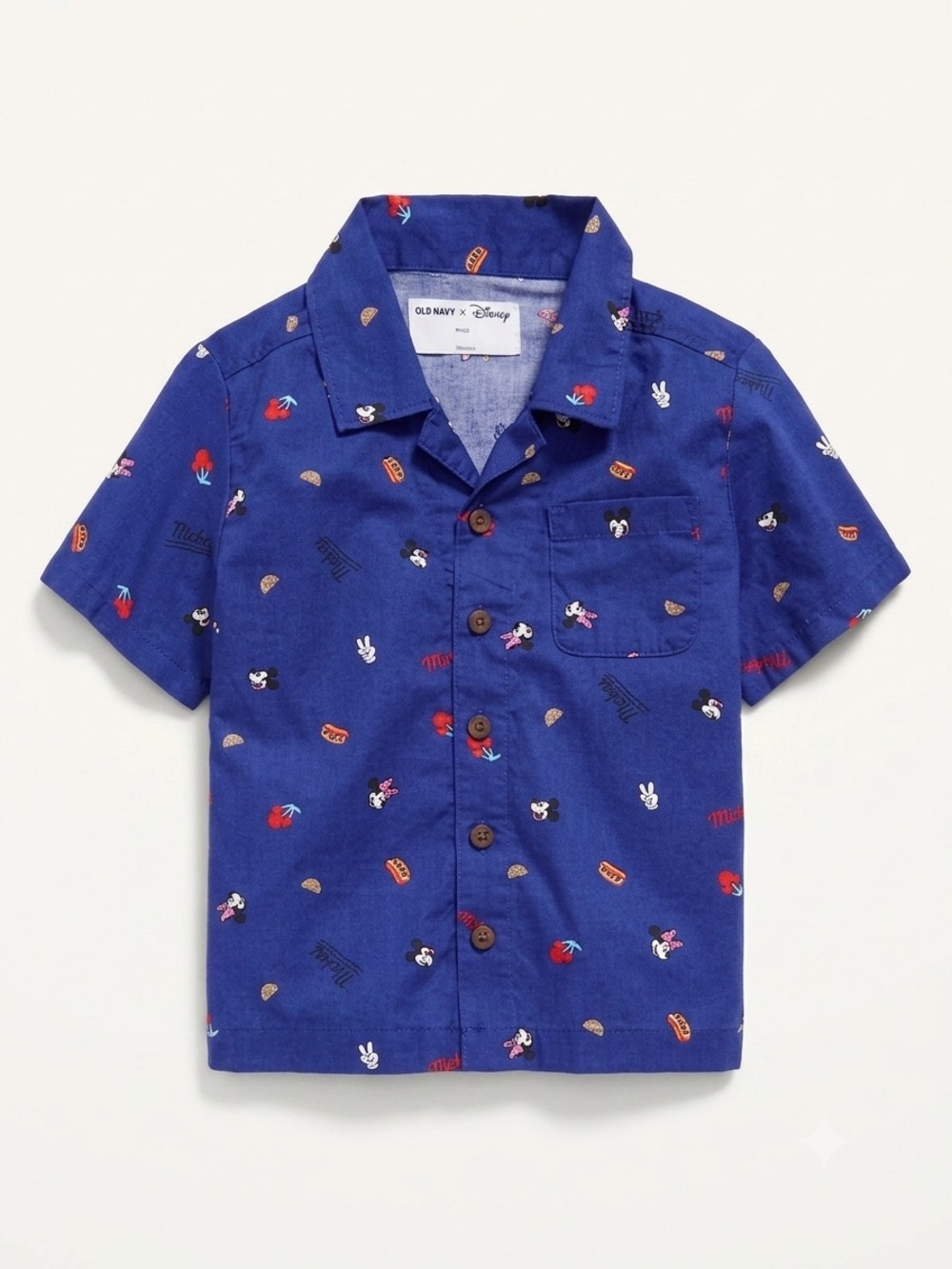 Old Navy x Disney Mickey Mouse Poplin Cotton Button Up Shirt 3T Hotdog Fall